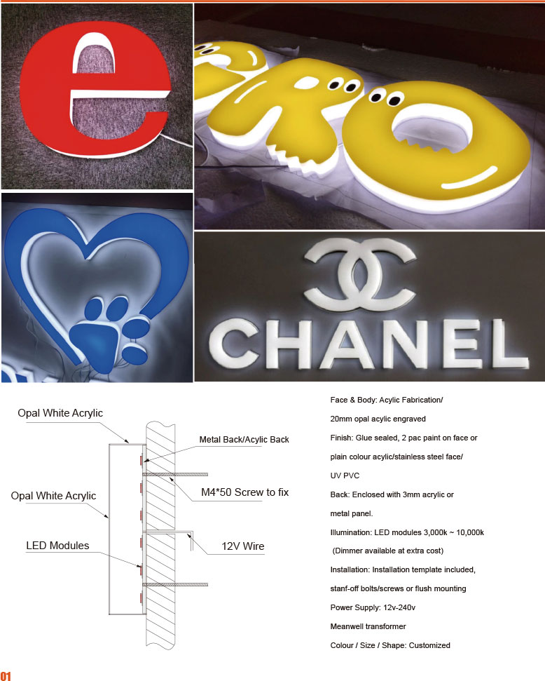 Letras del canal LED fabricado acrílico