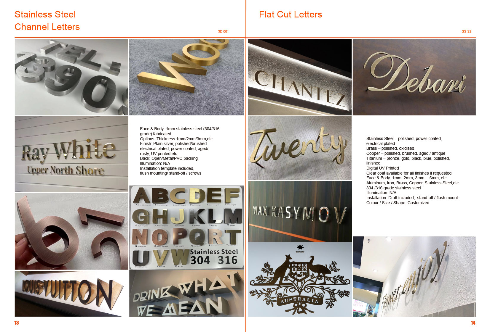 Roestvrij staal niet-verlichte lasersnijte letters