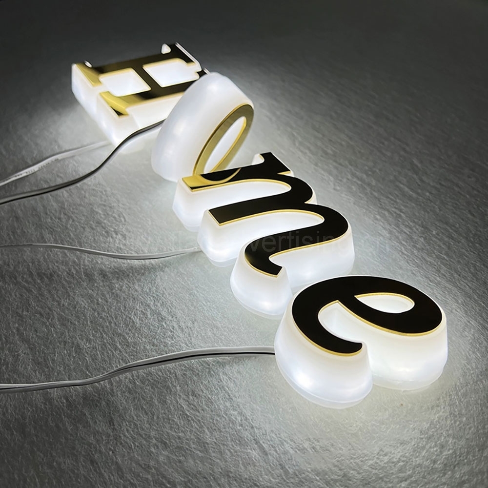 Мини -акриловый фронт&Назад освещенные 3D буквы