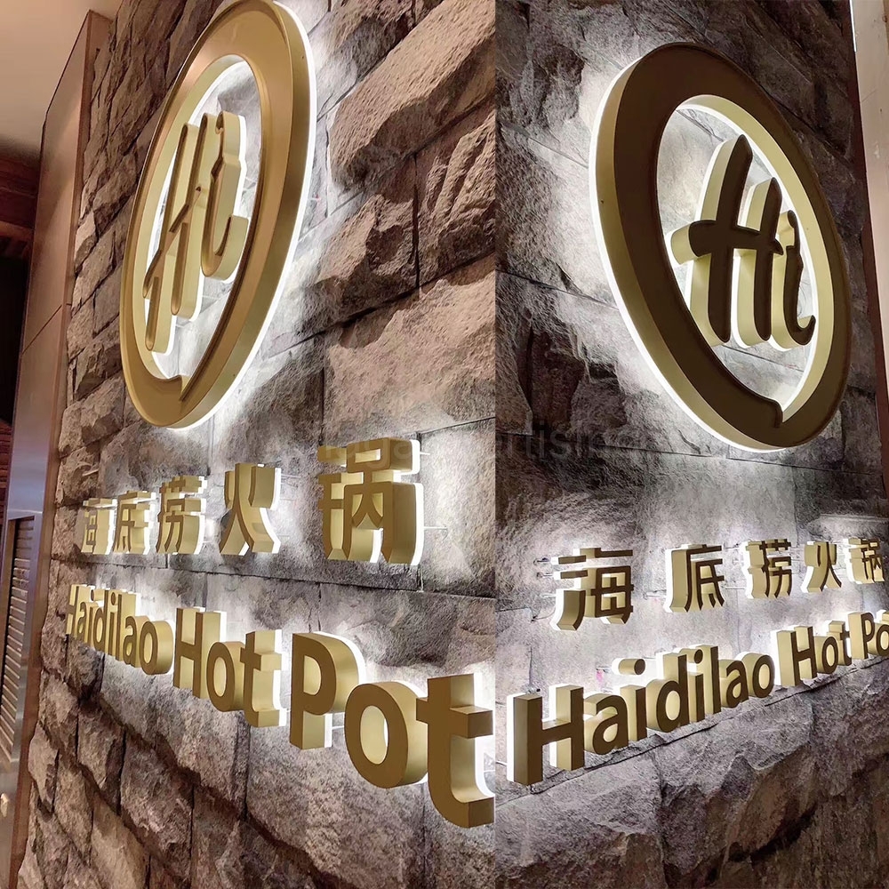 Roestvrij staal gefabriceerd terug verlichte verlichte 3D-letters