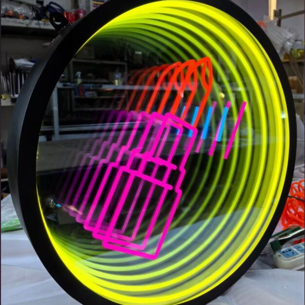 Unendlicher Spiegel -Effekt 3D -LED -Neonzeichen