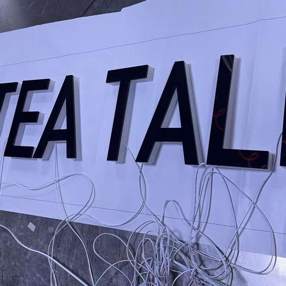 Boîte légère à thé + lettres acryliques à éclairage arrière