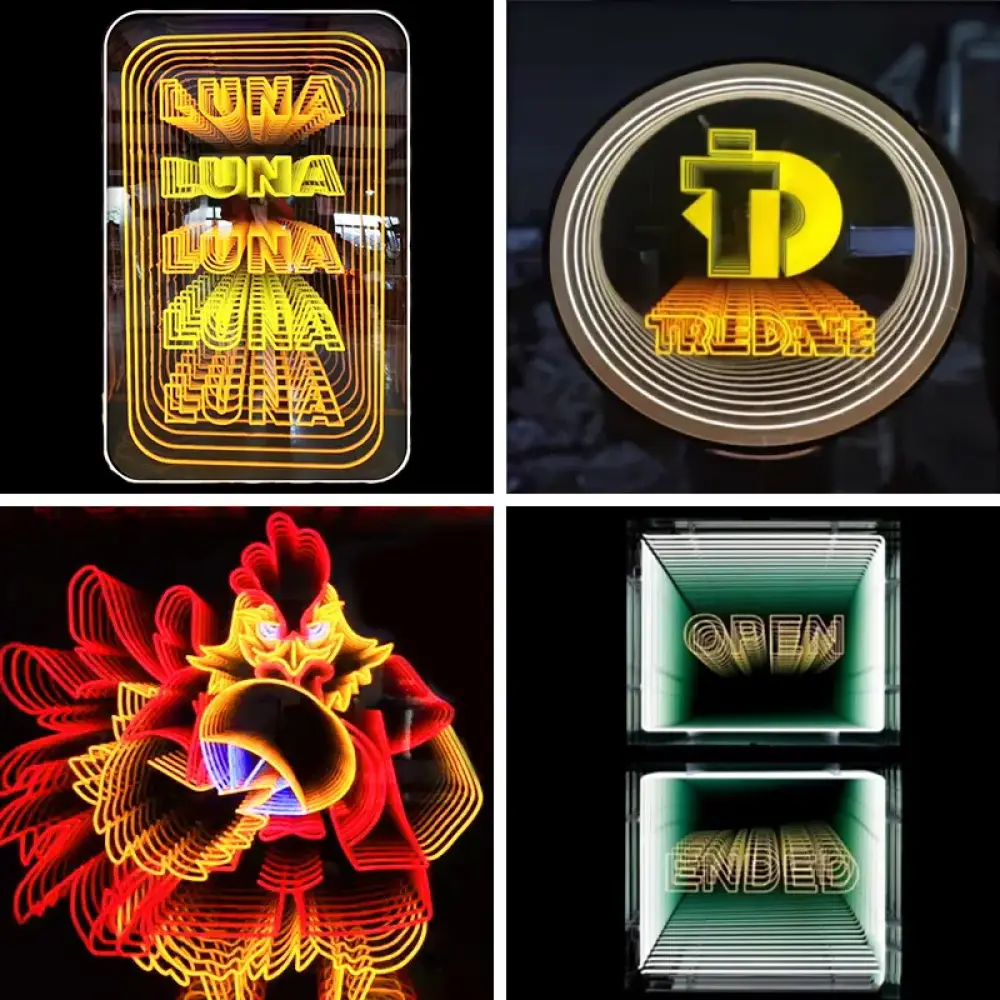 Unendlicher Spiegel -Effekt 3D -LED -Neonzeichen