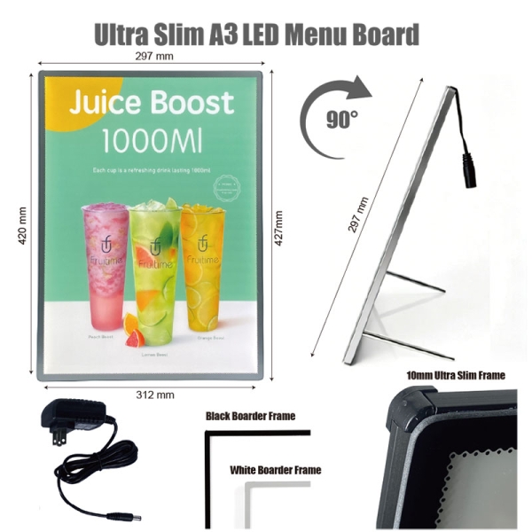 Ultra-Slim A3 LED Menu Board