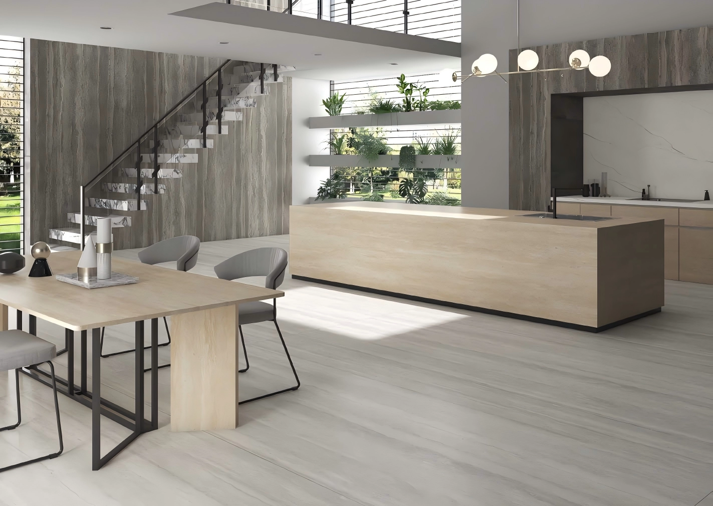 Sintered stone Travertine for space decration