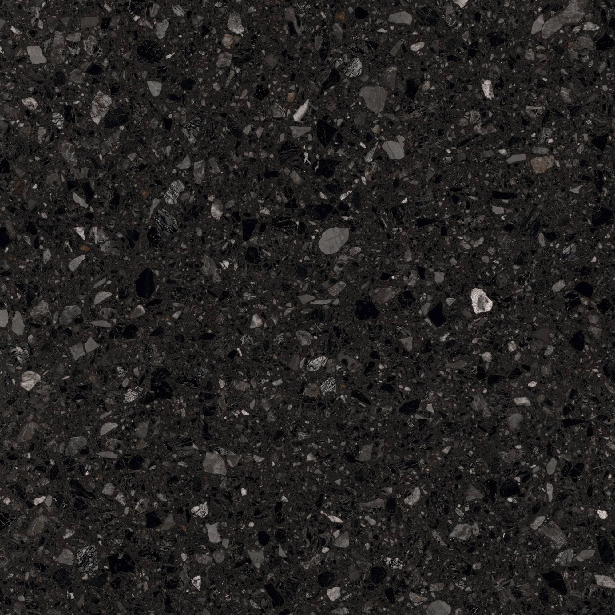 Deep Black Terrazzo Matte Rustic Ceramic Tile for Industrial Hotel & Courtyard Flooring