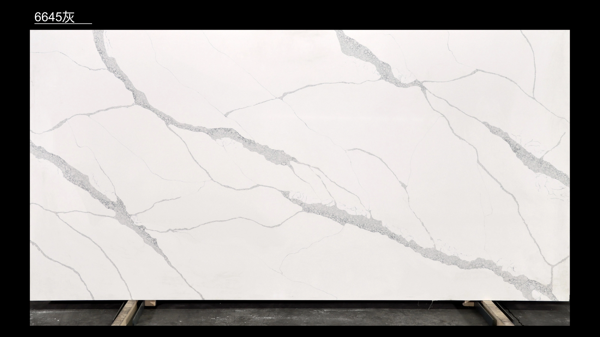 Calacatta Quartz Slab GSQ 6645 Grey for Kitchen Countertops & Vanity Tops