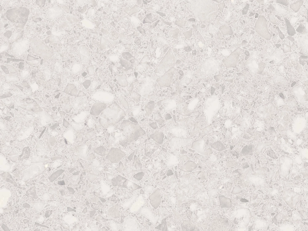 Carrelage blanc effet terrazzo mat rustique antique pour projets hôteliers et commerciaux