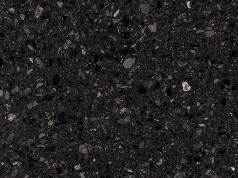 Deep Black Terrazzo Matte Rustic Ceramic Tile for Industrial Hotel & Courtyard Flooring