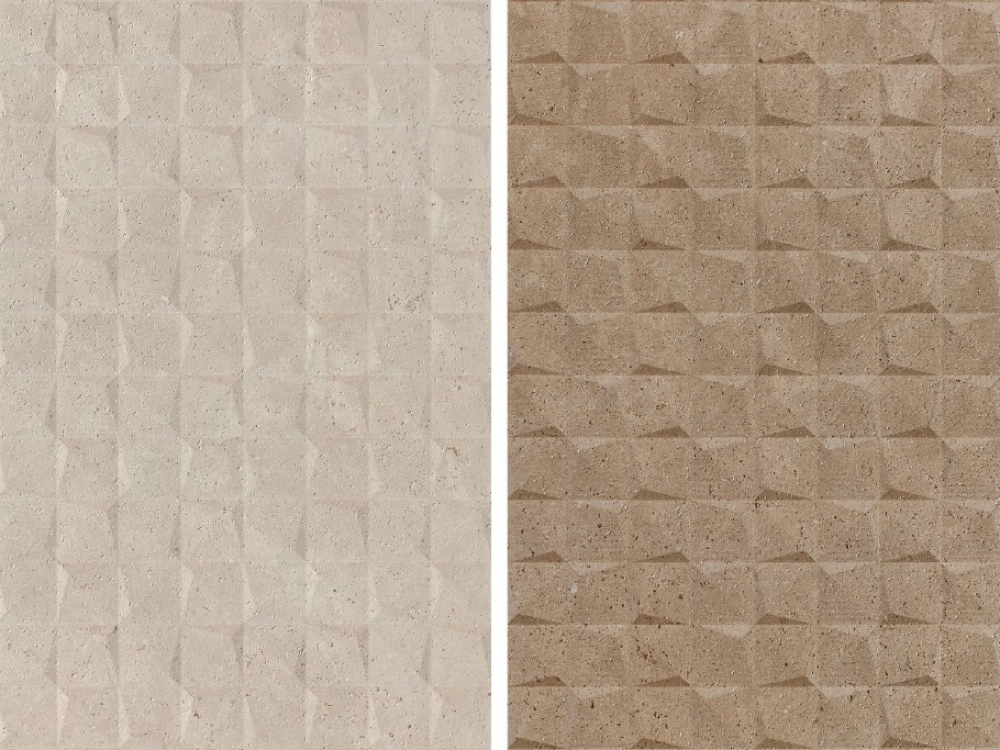 Serie Norway Stone, baldosa cerámica geométrica 3D para pavimentación exterior y revestimiento de paredes.