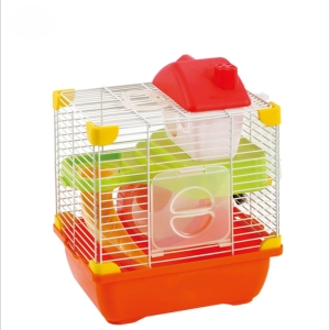 Small Double Layers Wire Hamster Cage With House Wheel Slide For Hamster Mouse