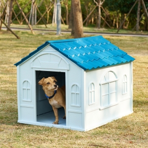 Waterproof Plastic Pet Dog House Kennel with Air Vents and Elevated Floor