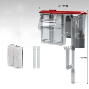 Quiet Aquarium Water Filter External Hang On Fish Tank Sponge Filter with Surface Skimmer Adjustable Flowrate