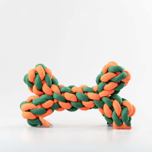 Juguete para mascotas tejido con cuerda de algodón doble, juguete antimordeduras
