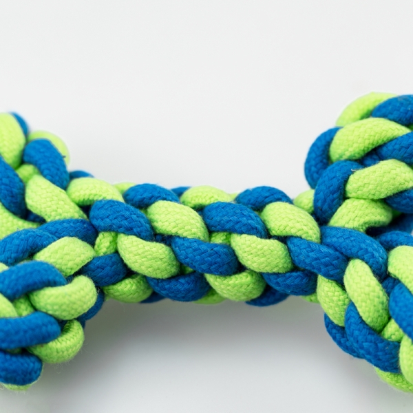 Juguete para mascotas tejido con cuerda de algodón doble, juguete antimordeduras