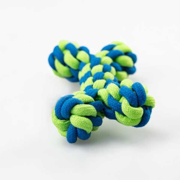 Juguete para mascotas tejido con cuerda de algodón doble, juguete antimordeduras