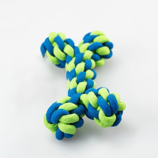 Juguete para mascotas tejido con cuerda de algodón doble, juguete antimordeduras