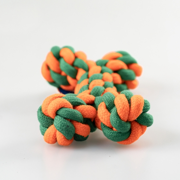 Juguete para mascotas tejido con cuerda de algodón doble, juguete antimordeduras