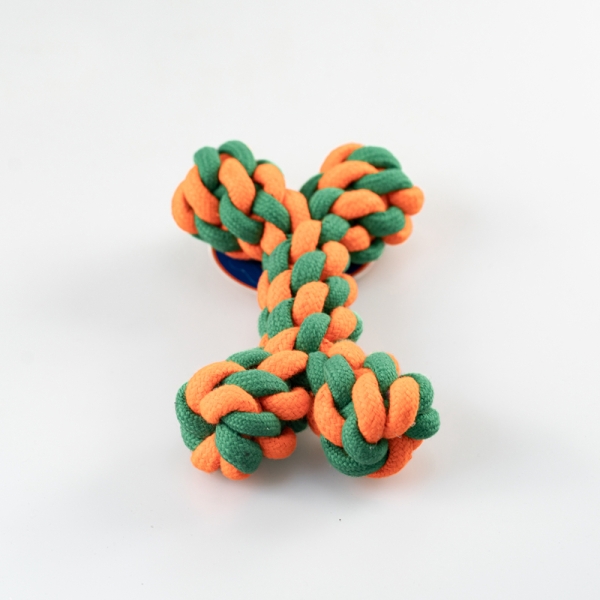 Juguete para mascotas tejido con cuerda de algodón doble, juguete antimordeduras