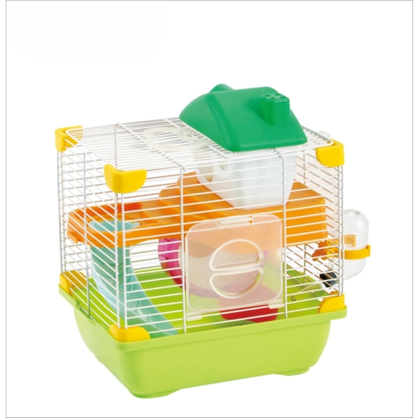 Small Double Layers Wire Hamster Cage With House Wheel Slide For Hamster Mouse