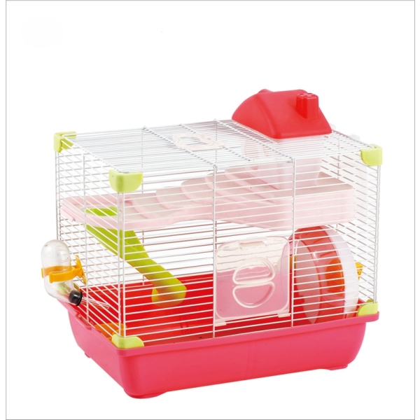 Medium Double Layers Wire Hamster Cage With House Wheel Slide For Hamster Mouse