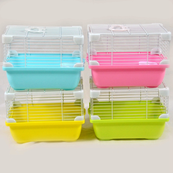 Simple Wire Hamster Cage Carrier For Small Animal Guinea Pig With Feeder