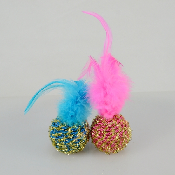 كرة زغبية لألعاب القطط البلاستيكية للحيوانات الأليفة