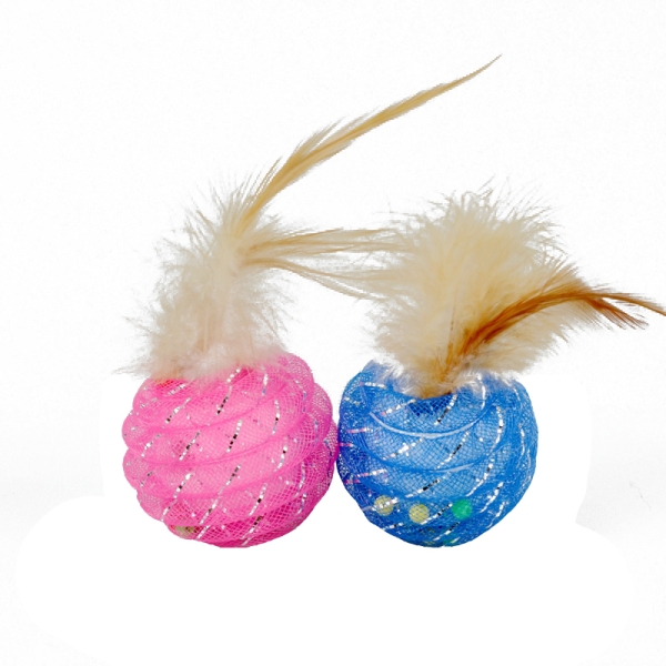 كرة زغبية لألعاب القطط البلاستيكية للحيوانات الأليفة