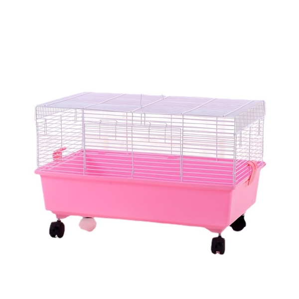 Delicate Wire Pet Travel Cage Transport Carrier With Wheels For Hamster Guinea Pig