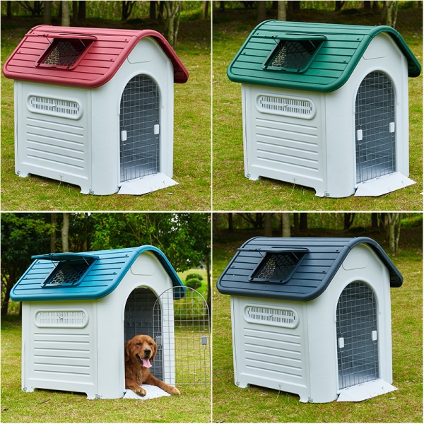 Luxury Pet Outdoor Large Size Removable Rainproof Plastic Dog House with Window
