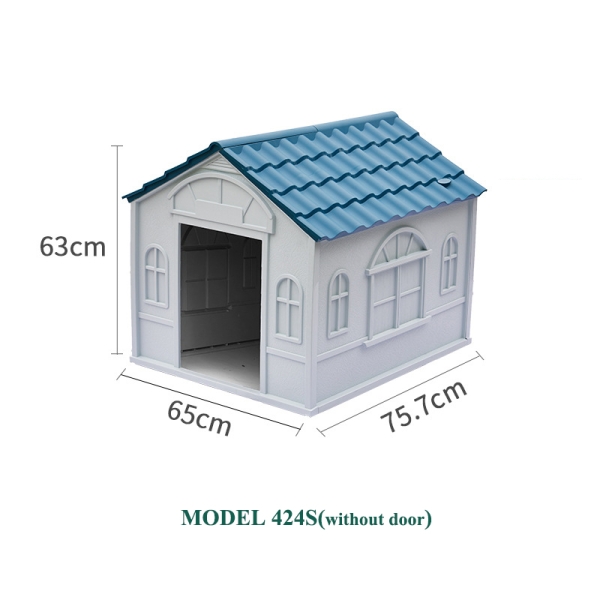 Waterproof Plastic Pet Dog House Kennel with Air Vents and Elevated Floor