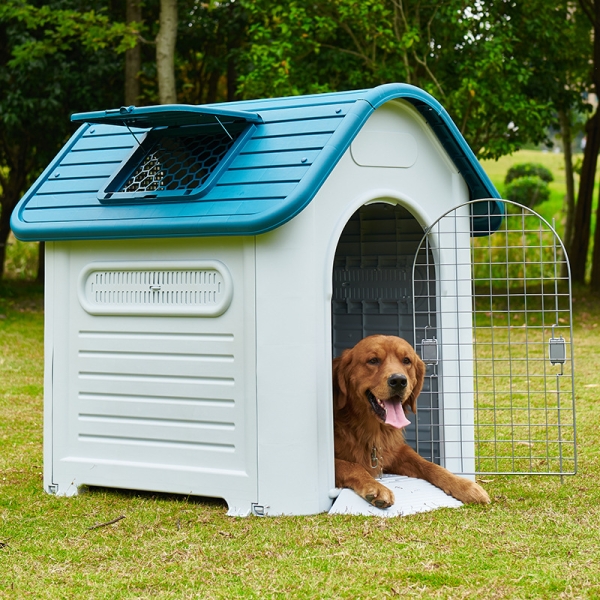 Luxury Pet Outdoor Large Size Removable Rainproof Plastic Dog House with Window