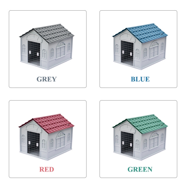 Waterproof Plastic Pet Dog House Kennel with Air Vents and Elevated Floor