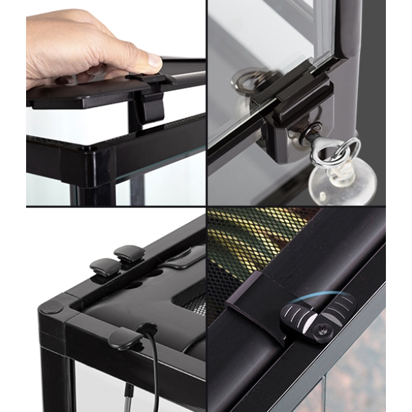 Black Flat Land Terrestrial Reptile Enclosure Cage Reptile Enclosure Tank Leopard Gecko Bioactive Terrarium