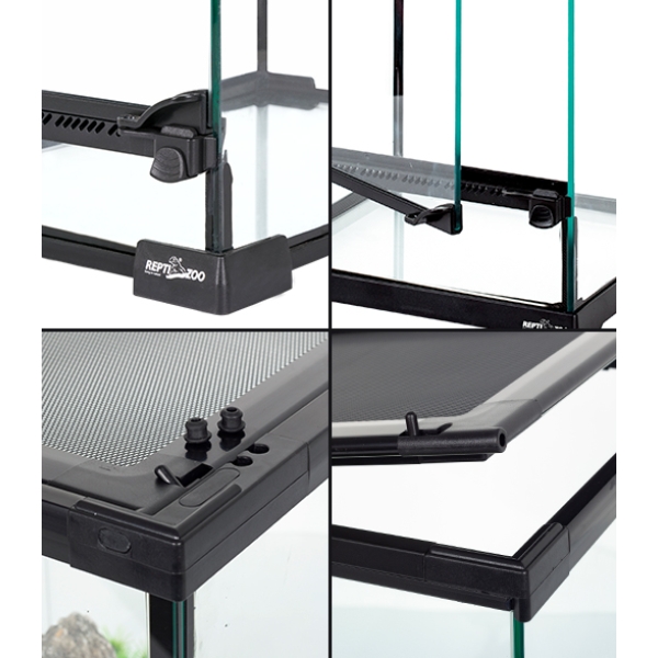 Reptile Tank with Full Glass Sides Custom Reptile Habitat Products Black Reptile Terrarium Cage