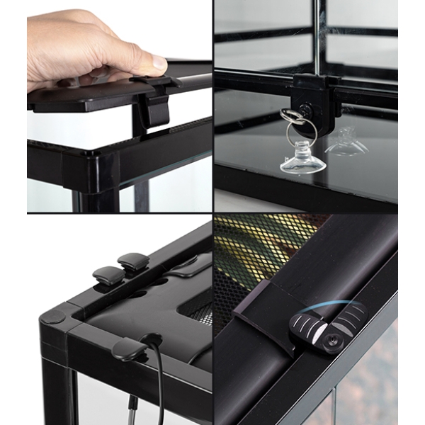 Reptile waterproof Glass Terrarium Durable Reptile Habitat Tank With Aluminum Alloy Frame