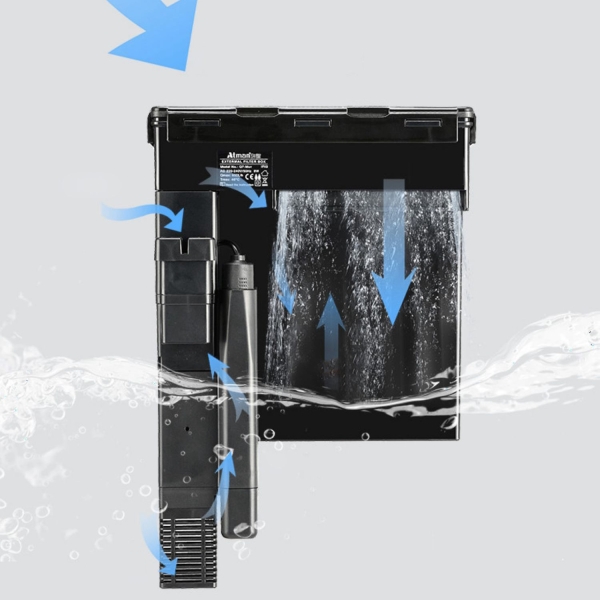 فلتر علبة تعليق خارجي من ATMAN مزود بمصباح الأشعة فوق البنفسجية لحوض السمك، نظام فلتر الأشعة فوق البنفسجية الخلفي المزود بشلال