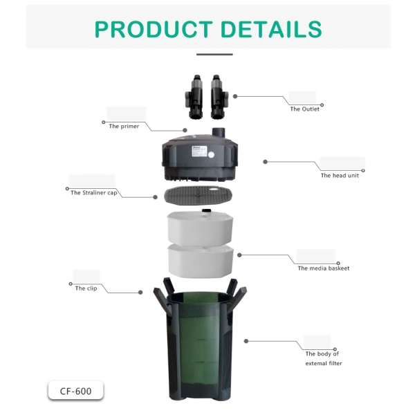 ATMAN CF Series Fish Tank External UV Filter Box High Flow Fresh&Sea Water Canister UV Filter