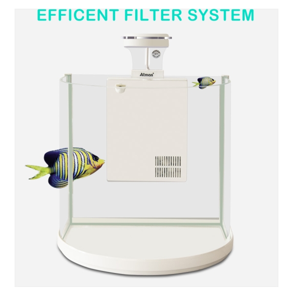 ATMAN 3 In 1 Semicircular Mini Fish Tank Aquarium Glass Fish Tank With LED Lamp And Back Filter System
