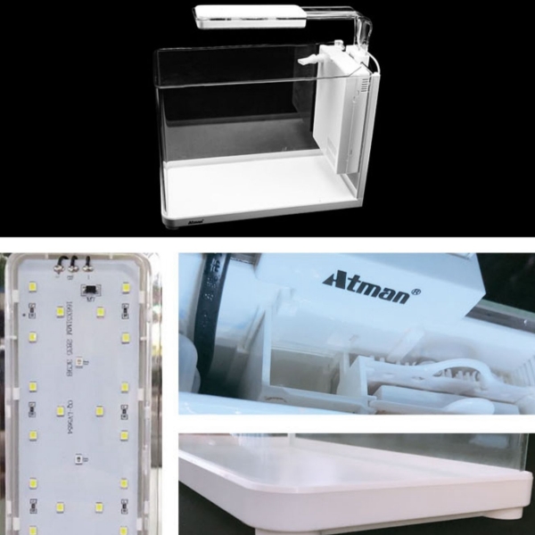 ATMAN Small Fish Tank Aquarium Ultra-white Glass Back Filter Fish Tank Living Room Household Fish Tank