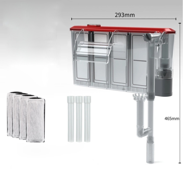 Quiet Aquarium Water Filter External Hang On Fish Tank Sponge Filter with Surface Skimmer Adjustable Flowrate