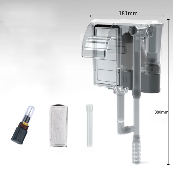 Quiet Aquarium Water Filter External Hang On Fish Tank Sponge Filter with Surface Skimmer Adjustable Flowrate