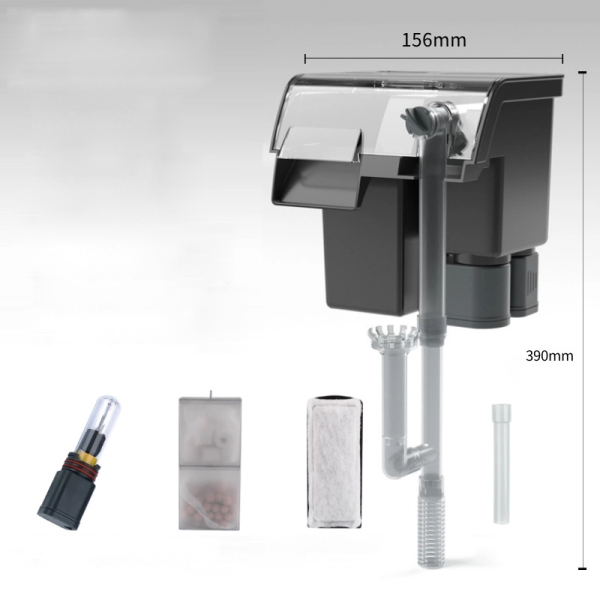 Quiet Aquarium Water Filter External Hang On Fish Tank Sponge Filter with Surface Skimmer Adjustable Flowrate