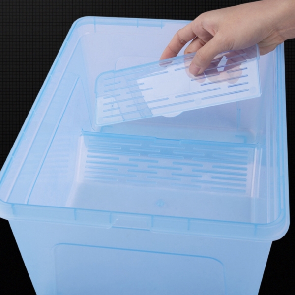 Small PP Plastic Turtle Habitat translucent Turtle Tank Turtle Aquarium with Platform for Reptiles and Amphibians