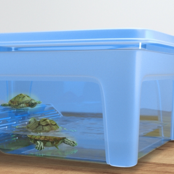 Small PP Plastic Turtle Habitat translucent Turtle Tank Turtle Aquarium with Platform for Reptiles and Amphibians