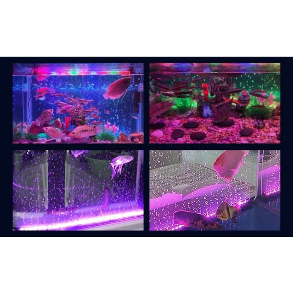 مصباح إضاءة LED لحوض السمك مزود بفقاعات هوائية